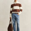 Barstriped Cotton Polo Sweater