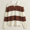 Barstriped Cotton Polo Sweater