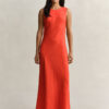 Bias Cut Linen Midi Dress