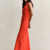 Bias Cut Linen Midi Dress