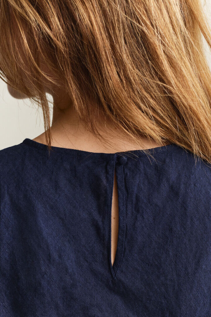 Bias Cut Linen Midi Dress