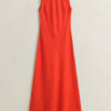 Bias Cut Linen Midi Dress