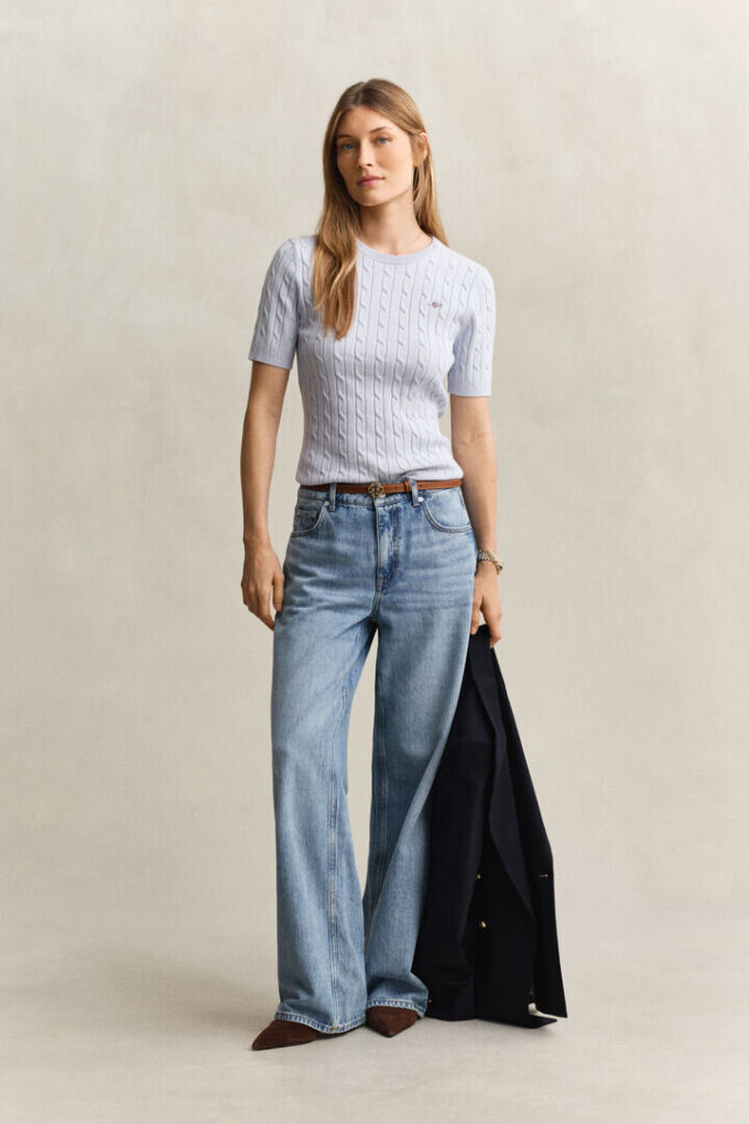 Cable Knit Short Sleeve Sweater Cable Knit Short Sleeve Sweater
