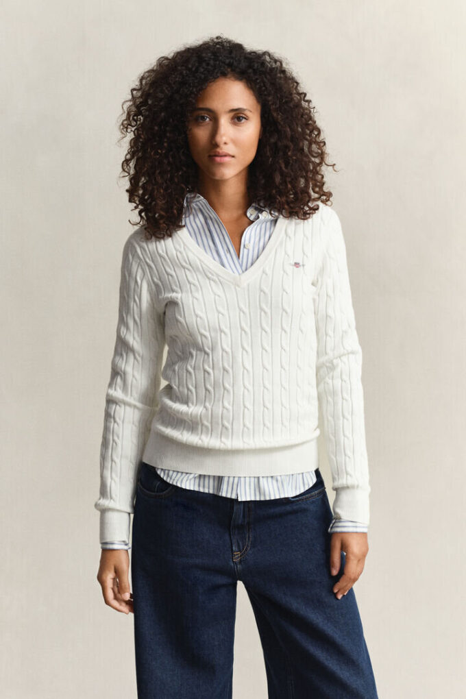 Cable Knit V-Neck Sweater Cable Knit V-Neck Sweater