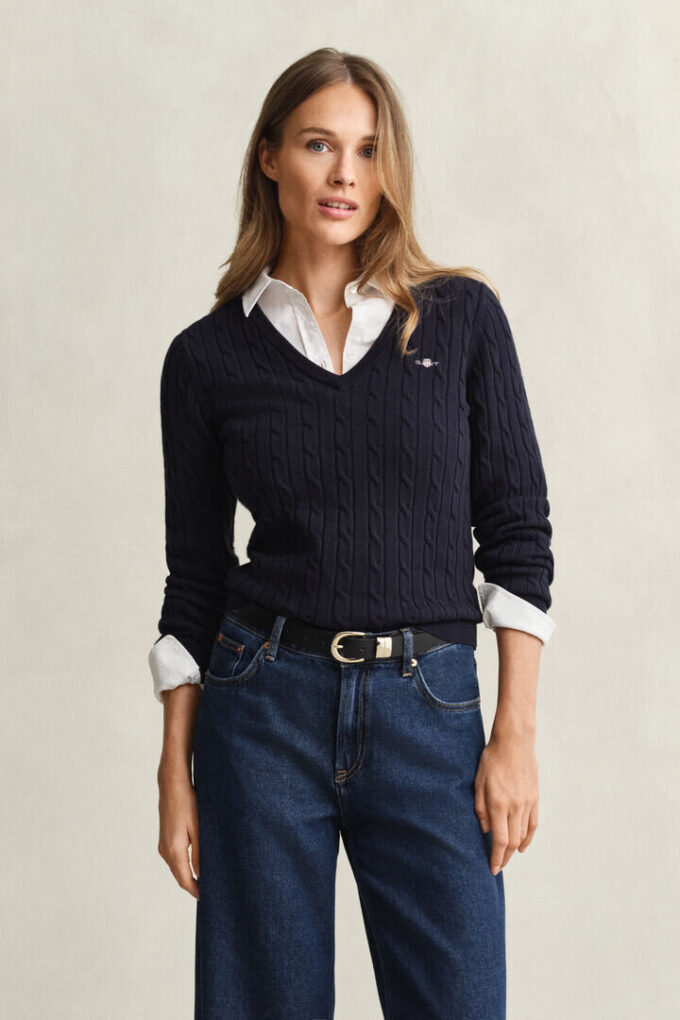 Cable Knit V-Neck Sweater Cable Knit V-Neck Sweater