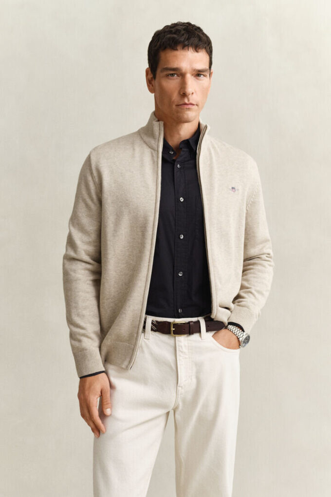 Casual Cotton Zip Cardigan Casual Cotton Zip Cardigan