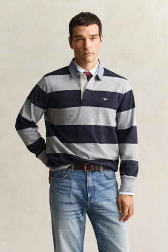Chambray Collar Striped Heavy Rugger