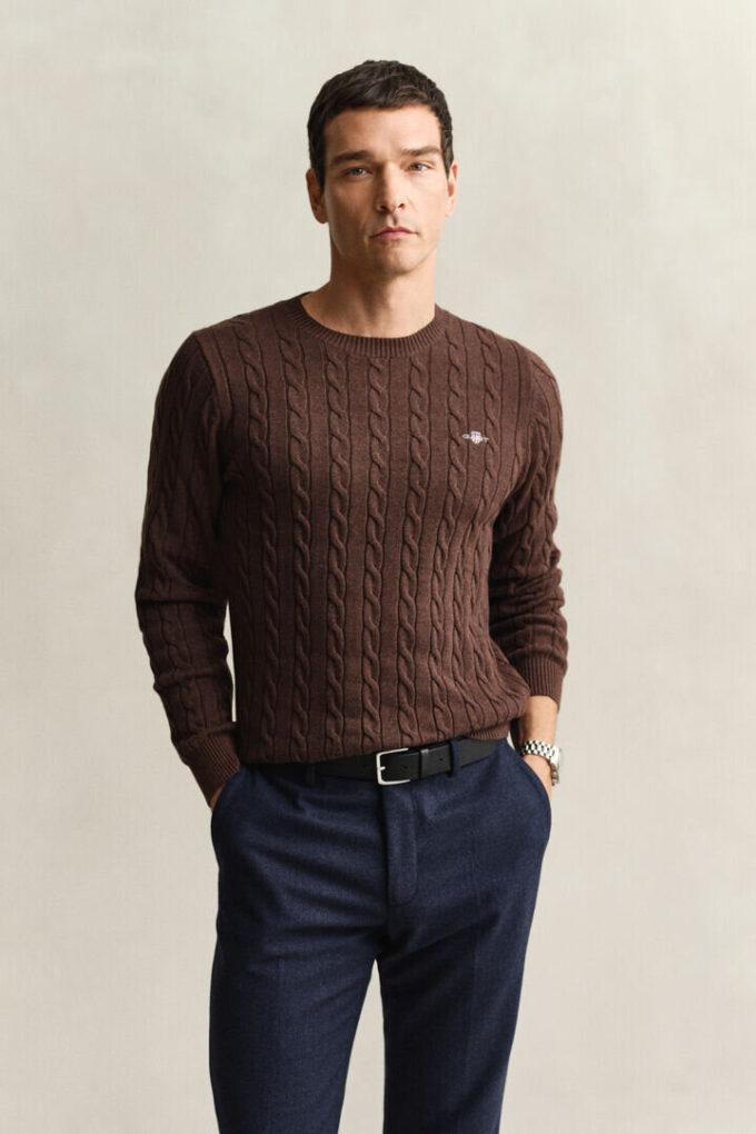 Cotton Cable Knit Crew Neck Sweater Cotton Cable Knit Crew Neck Sweater