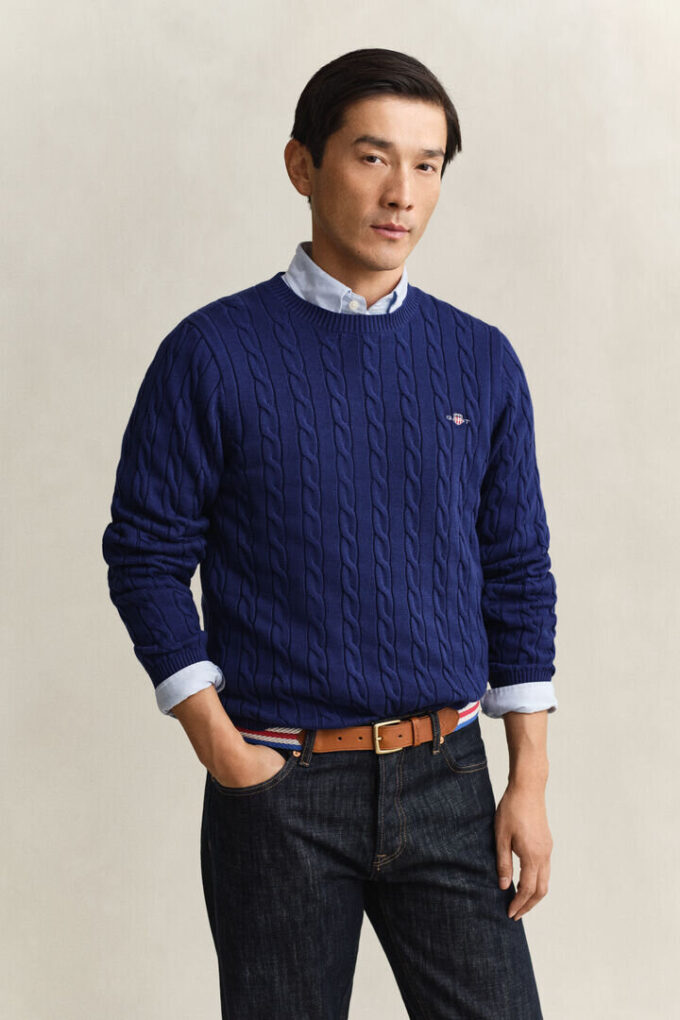 Cotton Cable Knit Crew Neck Sweater Cotton Cable Knit Crew Neck Sweater