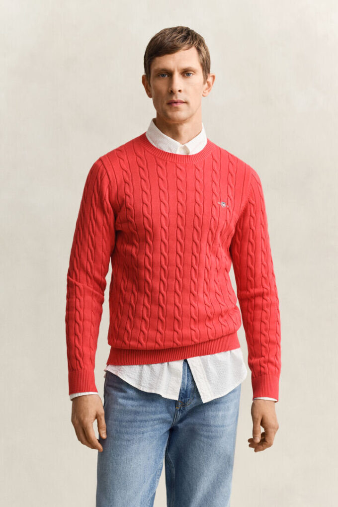 Cotton Cable Knit Crew Neck Sweater Cotton Cable Knit Crew Neck Sweater