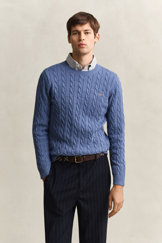 Cotton Cable Knit Crew Neck Sweater Cotton Cable Knit Crew Neck Sweater