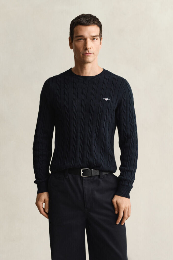 Cotton Cable Knit Crew Neck Sweater Cotton Cable Knit Crew Neck Sweater