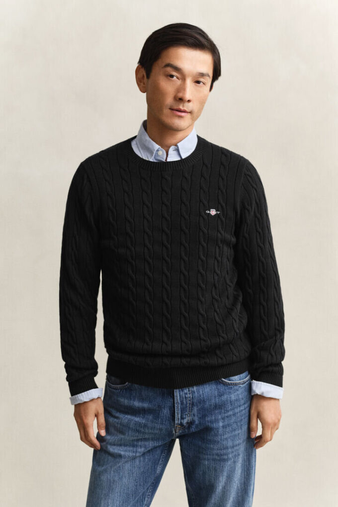 Cotton Cable Knit Crew Neck Sweater Cotton Cable Knit Crew Neck Sweater