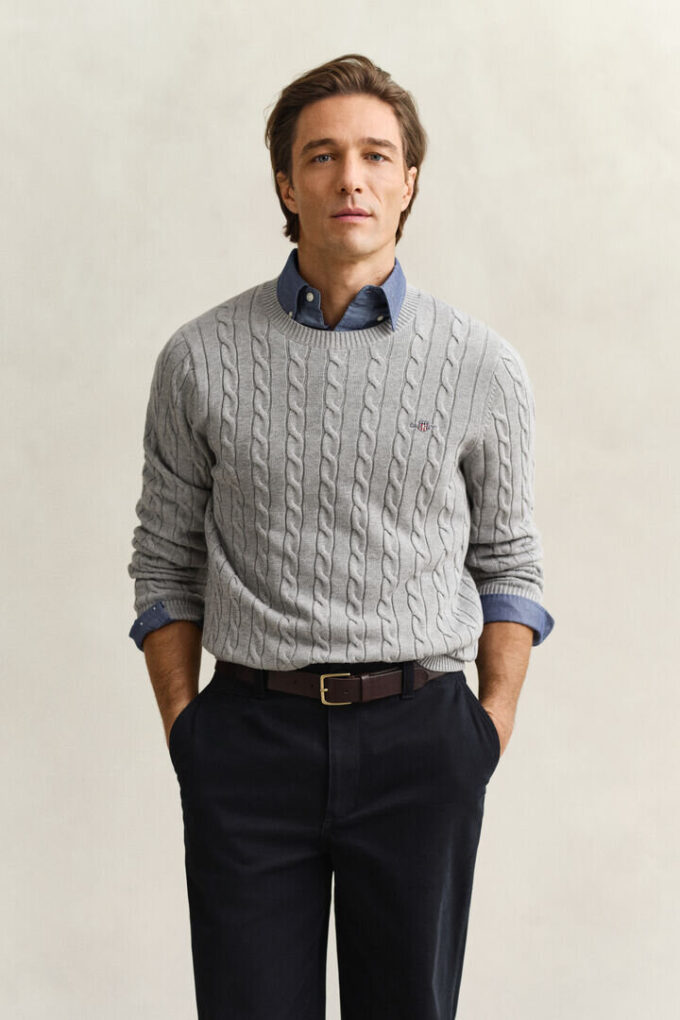 Cotton Cable Knit Crew Neck Sweater Cotton Cable Knit Crew Neck Sweater