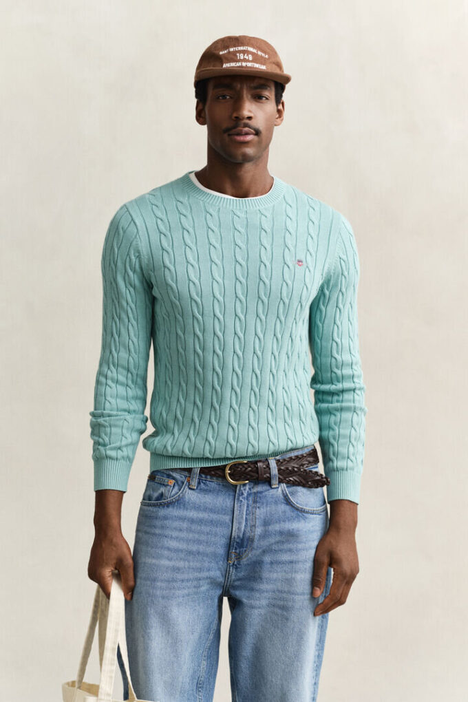 Cotton Cable Knit Crew Neck Sweater Cotton Cable Knit Crew Neck Sweater