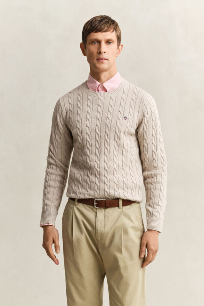 Cotton Cable Knit Crew Neck Sweater Cotton Cable Knit Crew Neck Sweater