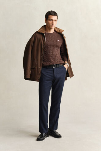 Cotton Cable Knit Crew Neck Sweater