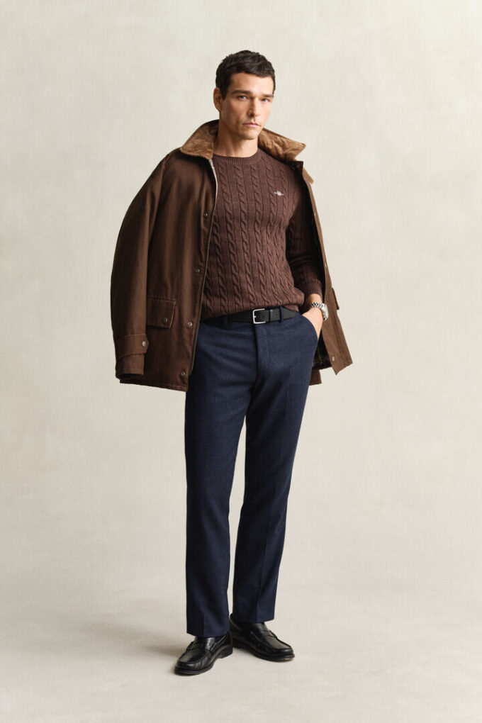 Cotton Cable Knit Crew Neck Sweater Cotton Cable Knit Crew Neck Sweater