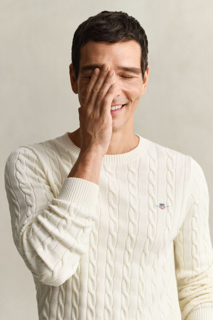 Cotton Cable Knit Crew Neck Sweater Cotton Cable Knit Crew Neck Sweater