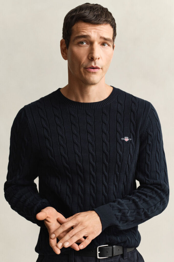 Cotton Cable Knit Crew Neck Sweater Cotton Cable Knit Crew Neck Sweater