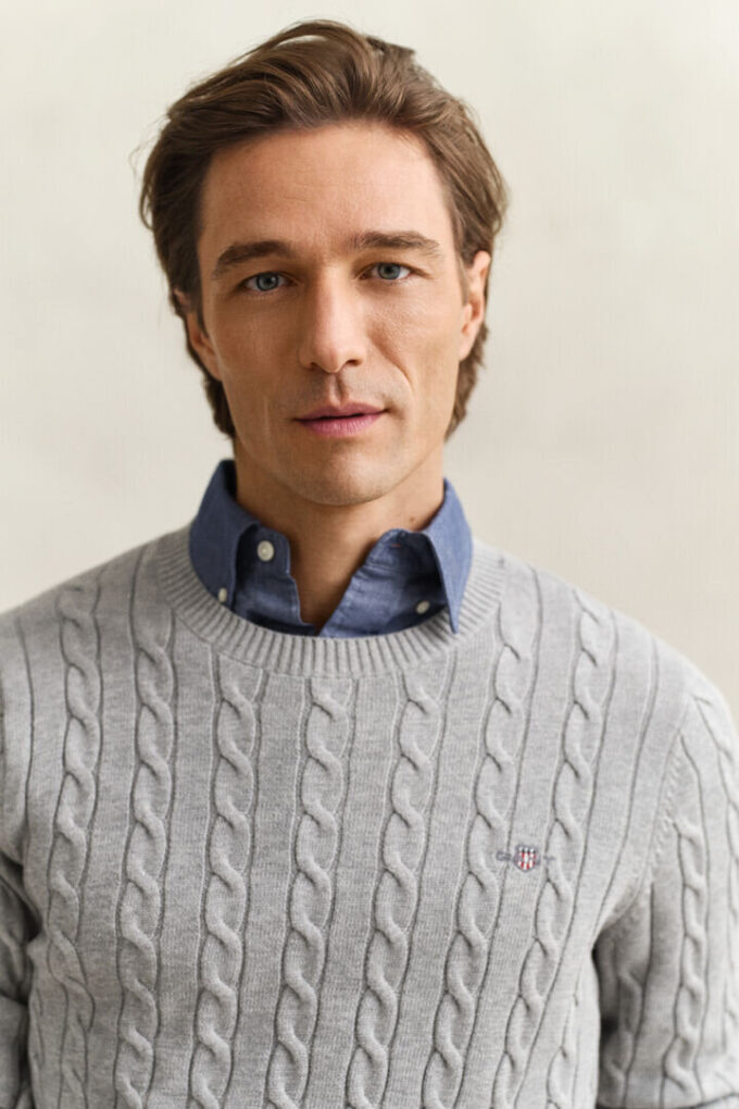 Cotton Cable Knit Crew Neck Sweater Cotton Cable Knit Crew Neck Sweater