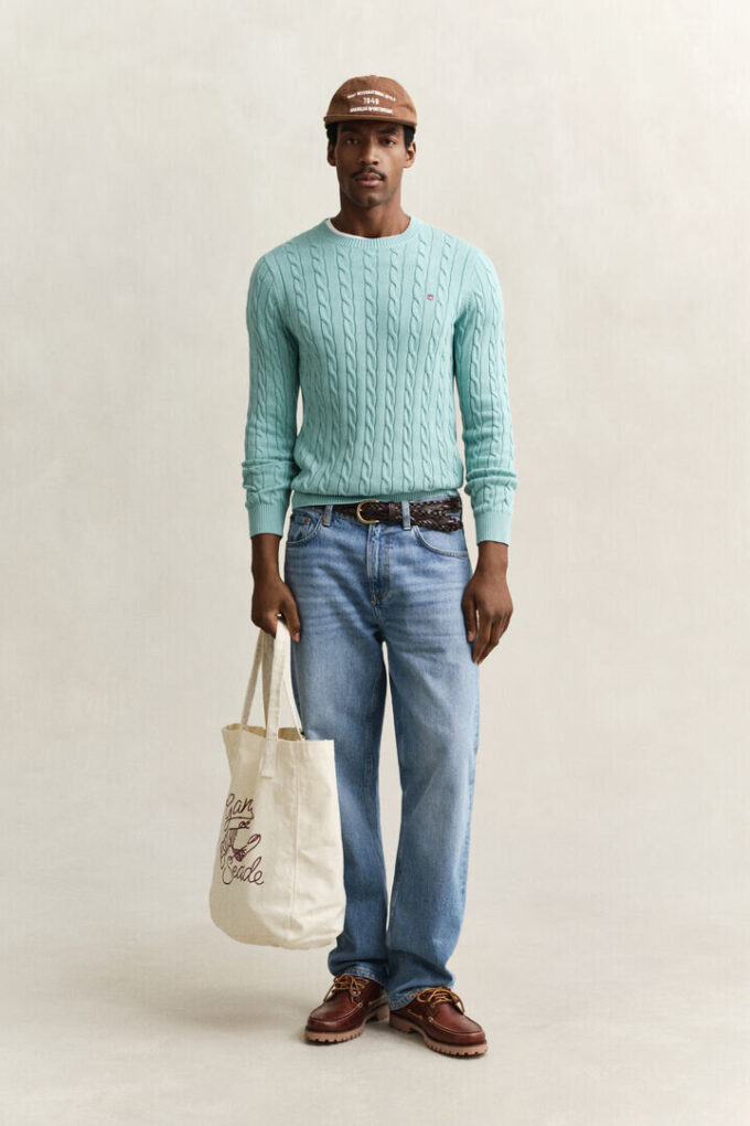 Cotton Cable Knit Crew Neck Sweater Cotton Cable Knit Crew Neck Sweater