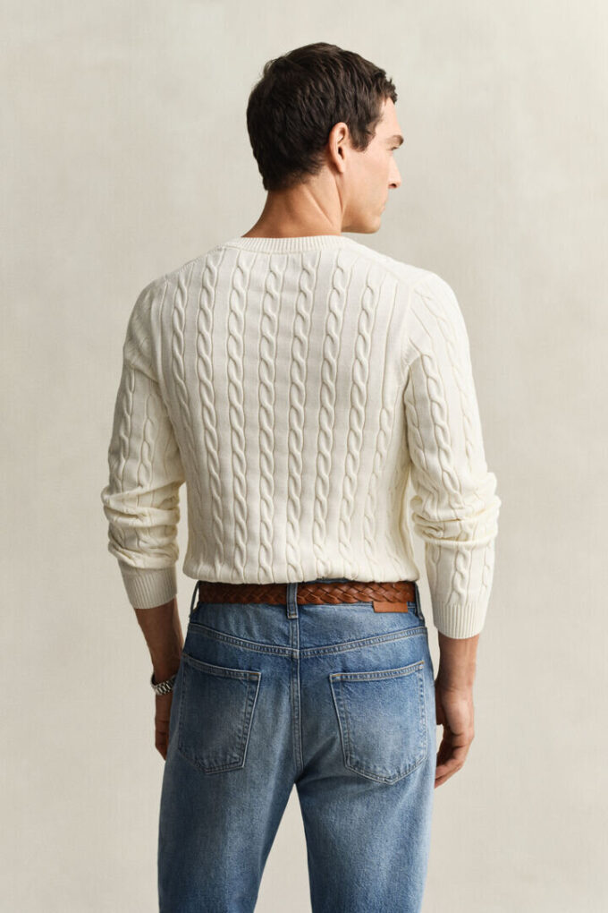 Cotton Cable Knit Crew Neck Sweater Cotton Cable Knit Crew Neck Sweater