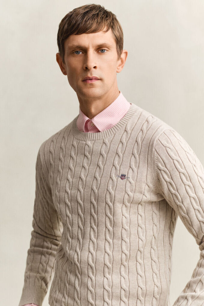 Cotton Cable Knit Crew Neck Sweater Cotton Cable Knit Crew Neck Sweater