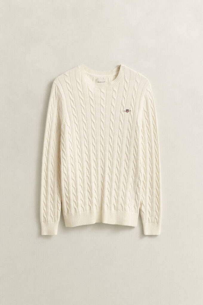 Cotton Cable Knit Crew Neck Sweater Cotton Cable Knit Crew Neck Sweater