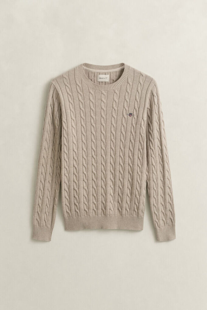 Cotton Cable Knit Crew Neck Sweater Cotton Cable Knit Crew Neck Sweater