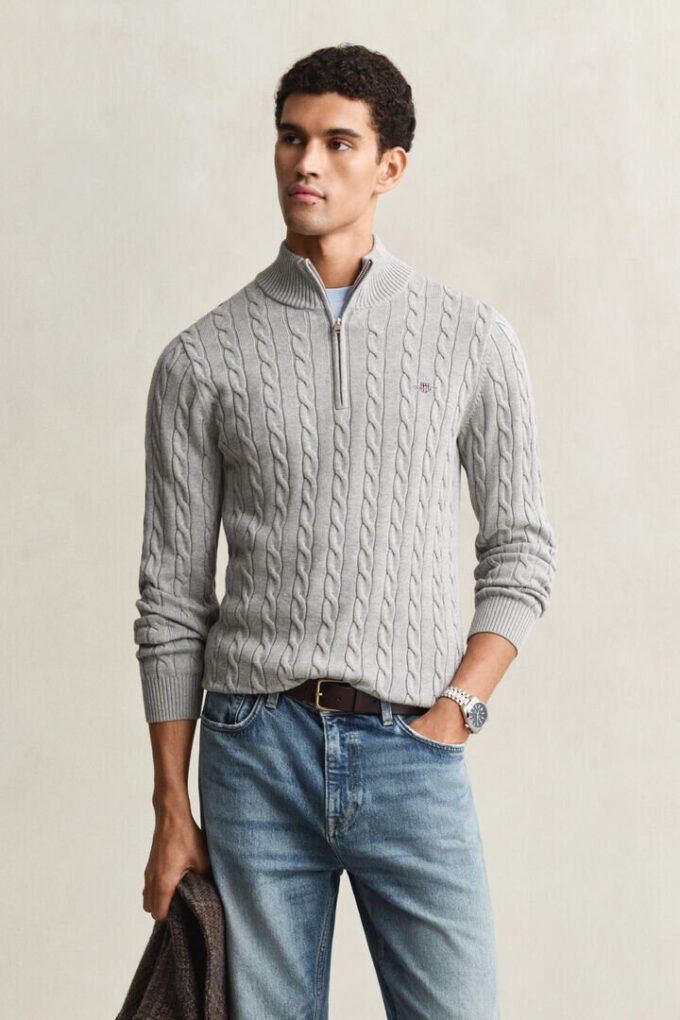 Cotton Cable Knit Half-Zip Sweater Cotton Cable Knit Half-Zip Sweater