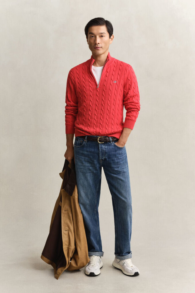 Cotton Cable Knit Half-Zip Sweater Cotton Cable Knit Half-Zip Sweater