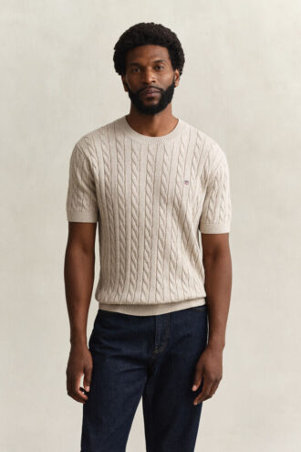 Cotton Cable Knit Short Sleeve Sweater Cotton Cable Knit Short Sleeve Sweater