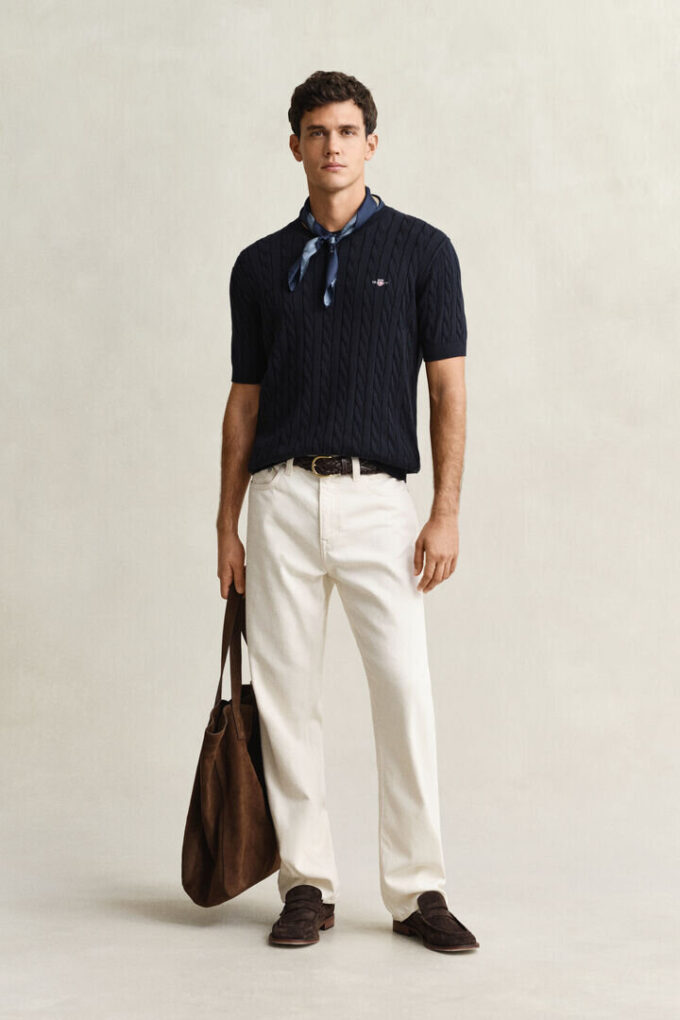 Cotton Cable Knit Short Sleeve Sweater Cotton Cable Knit Short Sleeve Sweater