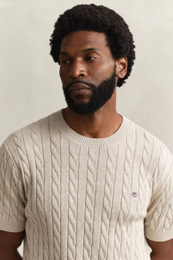 Cotton Cable Knit Short Sleeve Sweater Cotton Cable Knit Short Sleeve Sweater