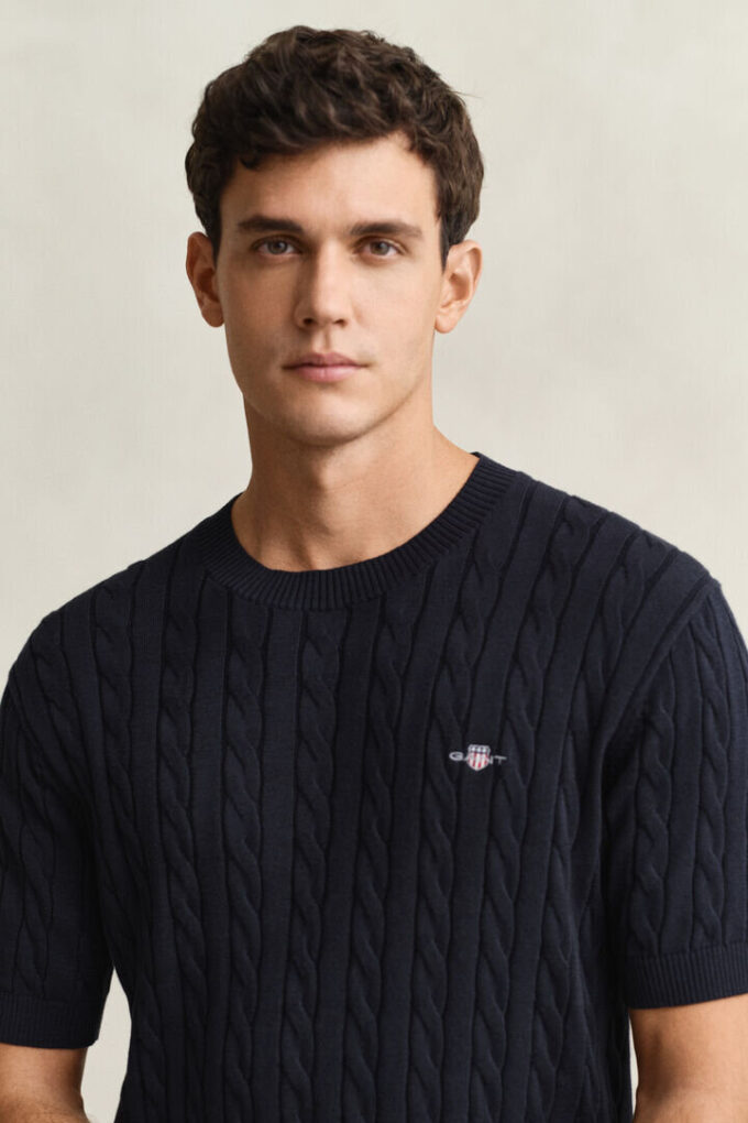 Cotton Cable Knit Short Sleeve Sweater Cotton Cable Knit Short Sleeve Sweater