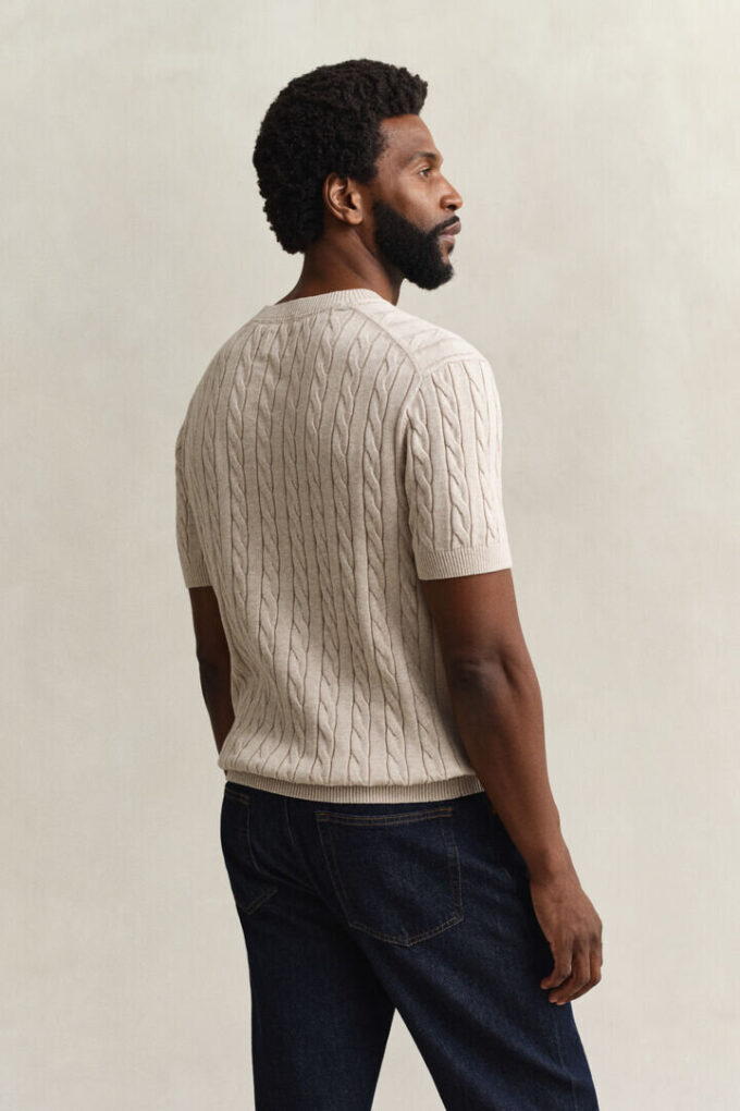 Cotton Cable Knit Short Sleeve Sweater Cotton Cable Knit Short Sleeve Sweater