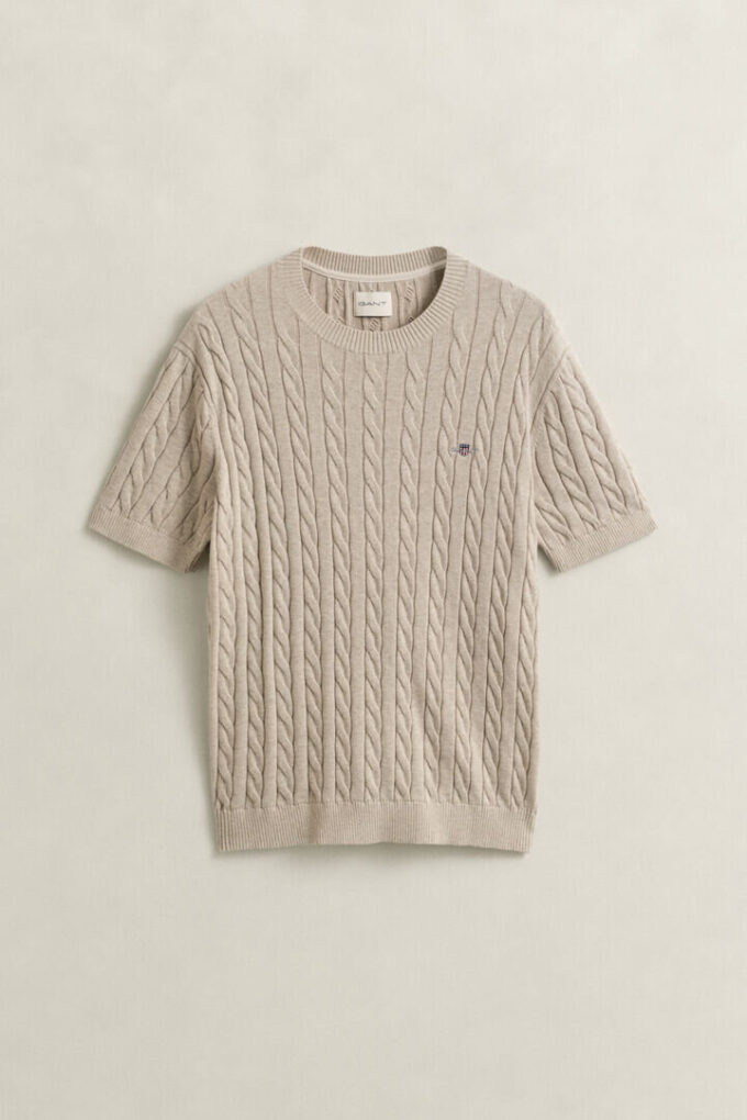 Cotton Cable Knit Short Sleeve Sweater Cotton Cable Knit Short Sleeve Sweater