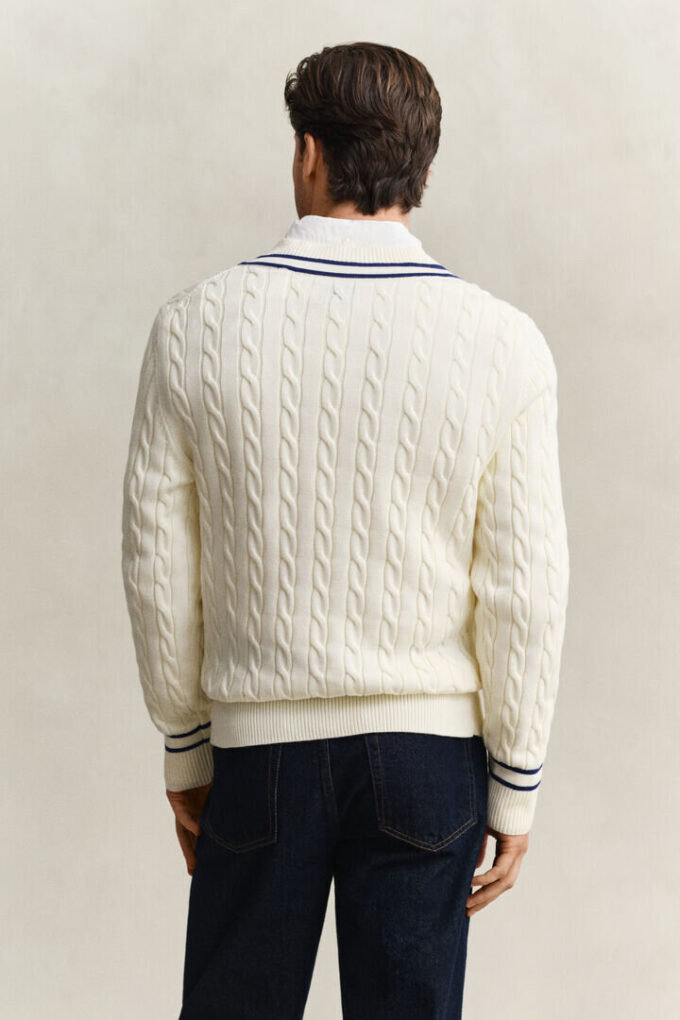 Cotton Cable Knit V-Neck Sweater Cotton Cable Knit V-Neck Sweater