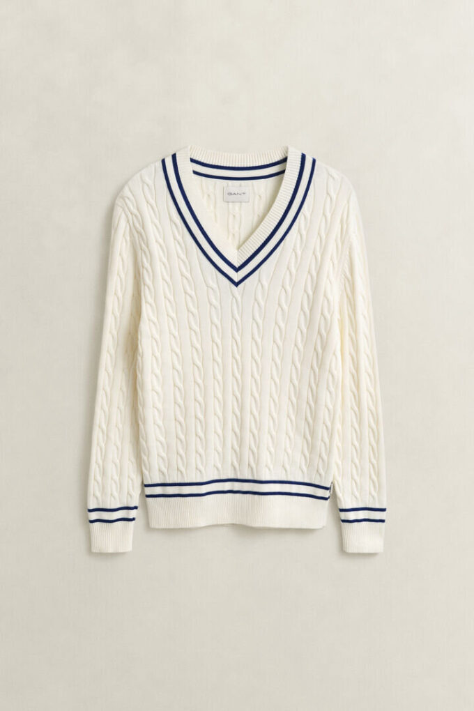 Cotton Cable Knit V-Neck Sweater Cotton Cable Knit V-Neck Sweater