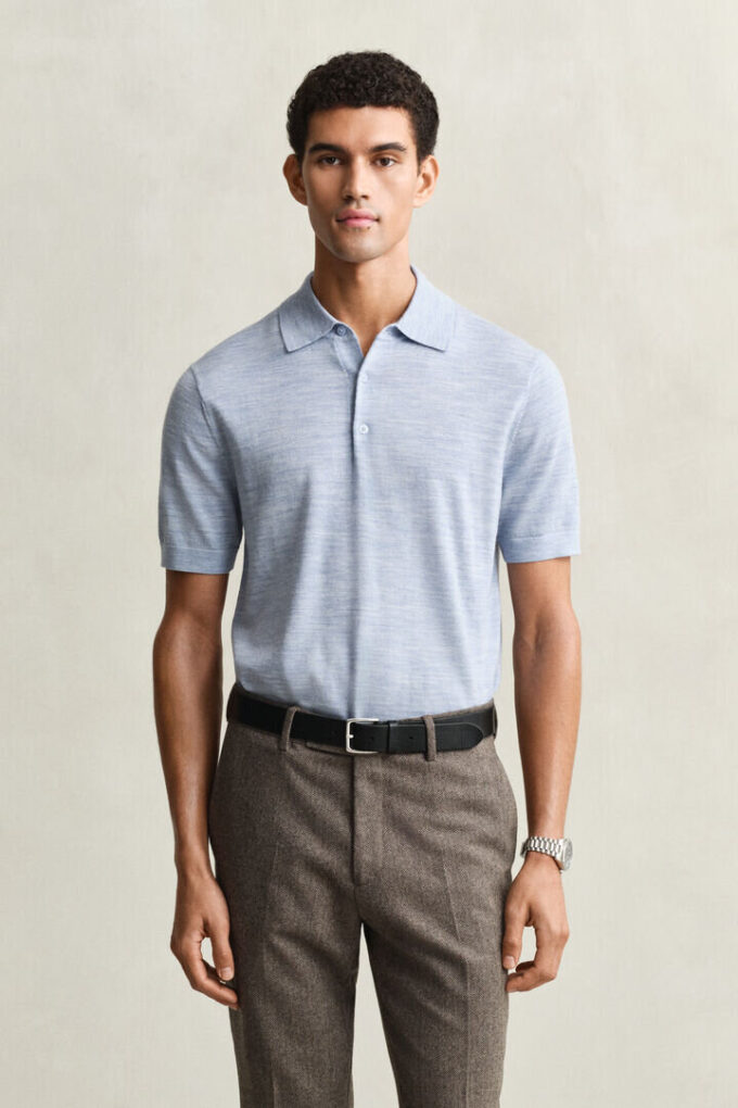 Extra Fine Merino Wool Short Sleeve Polo Sweater Extra Fine Merino Wool Short Sleeve Polo Sweater