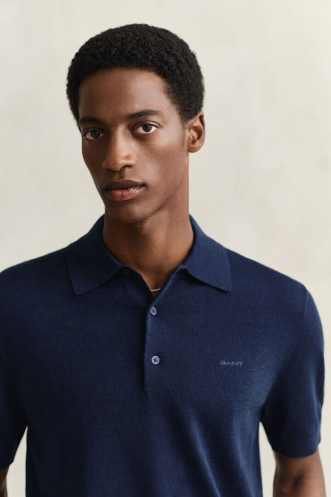 Extra Fine Merino Wool Short Sleeve Polo Sweater Extra Fine Merino Wool Short Sleeve Polo Sweater