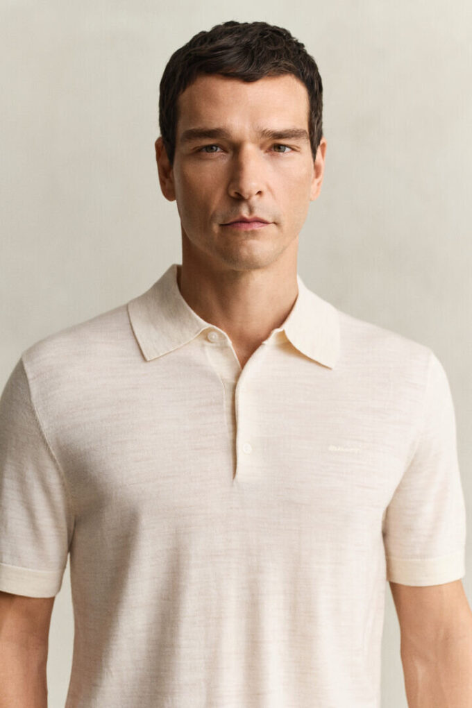 Extra Fine Merino Wool Short Sleeve Polo Sweater Extra Fine Merino Wool Short Sleeve Polo Sweater