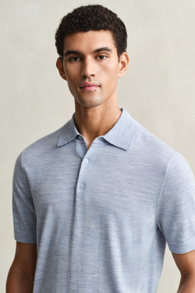 Extra Fine Merino Wool Short Sleeve Polo Sweater Extra Fine Merino Wool Short Sleeve Polo Sweater