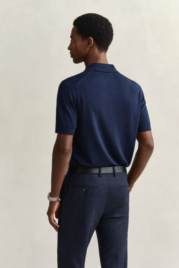 Extra Fine Merino Wool Short Sleeve Polo Sweater Extra Fine Merino Wool Short Sleeve Polo Sweater