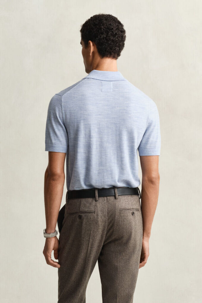 Extra Fine Merino Wool Short Sleeve Polo Sweater Extra Fine Merino Wool Short Sleeve Polo Sweater