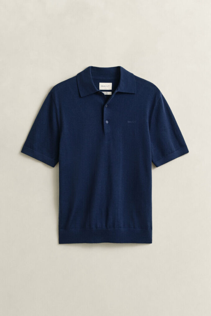Extra Fine Merino Wool Short Sleeve Polo Sweater Extra Fine Merino Wool Short Sleeve Polo Sweater