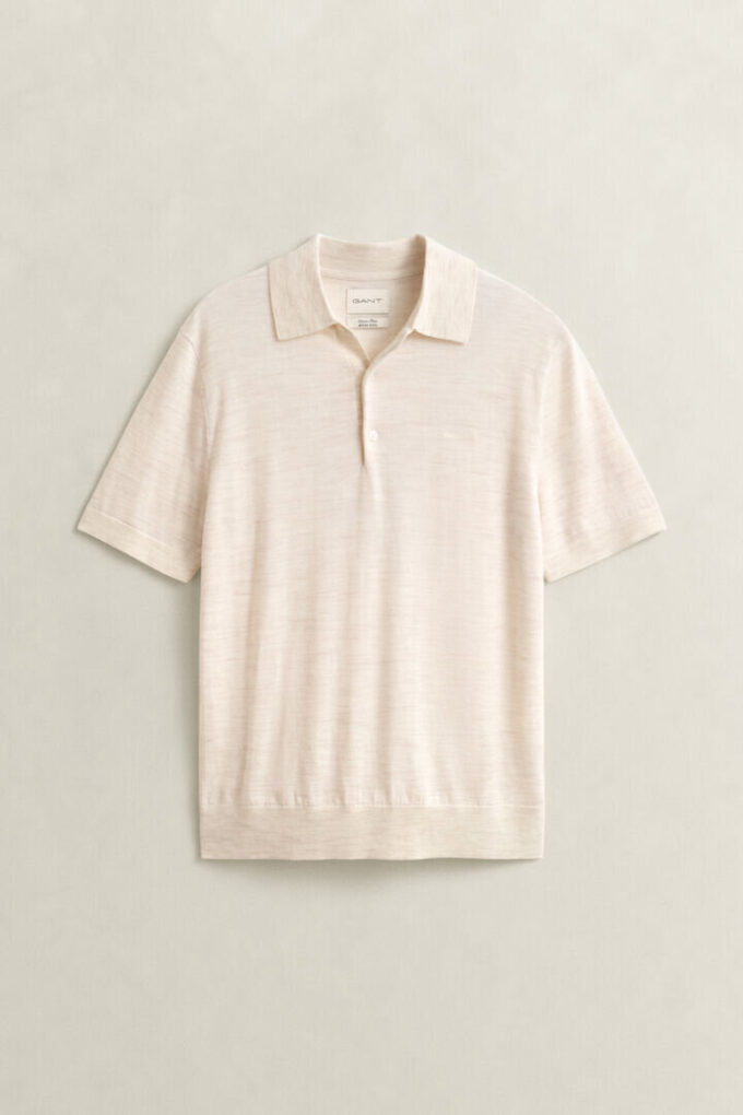 Extra Fine Merino Wool Short Sleeve Polo Sweater Extra Fine Merino Wool Short Sleeve Polo Sweater