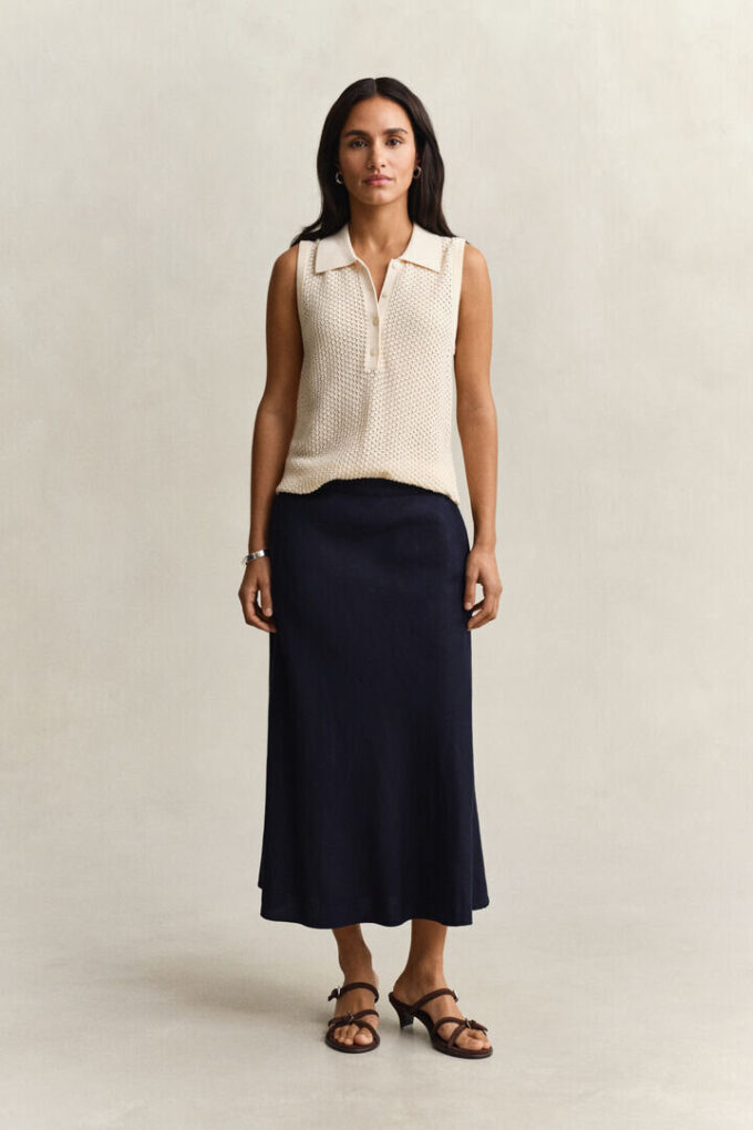 Flared Linen Blend Skirt Flared Linen Blend Skirt