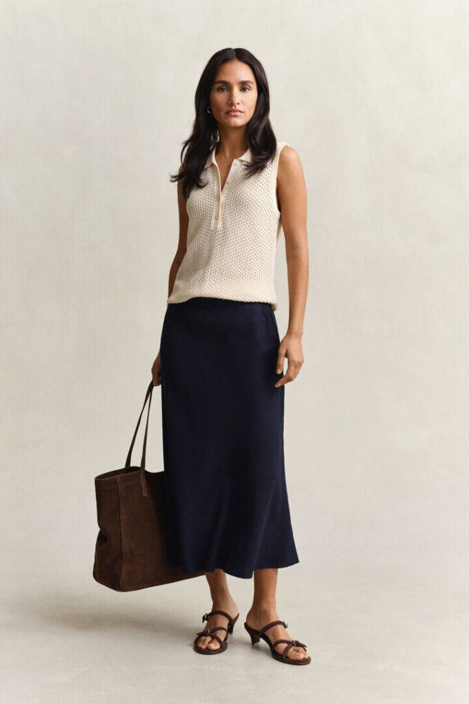 Flared Linen Blend Skirt Flared Linen Blend Skirt